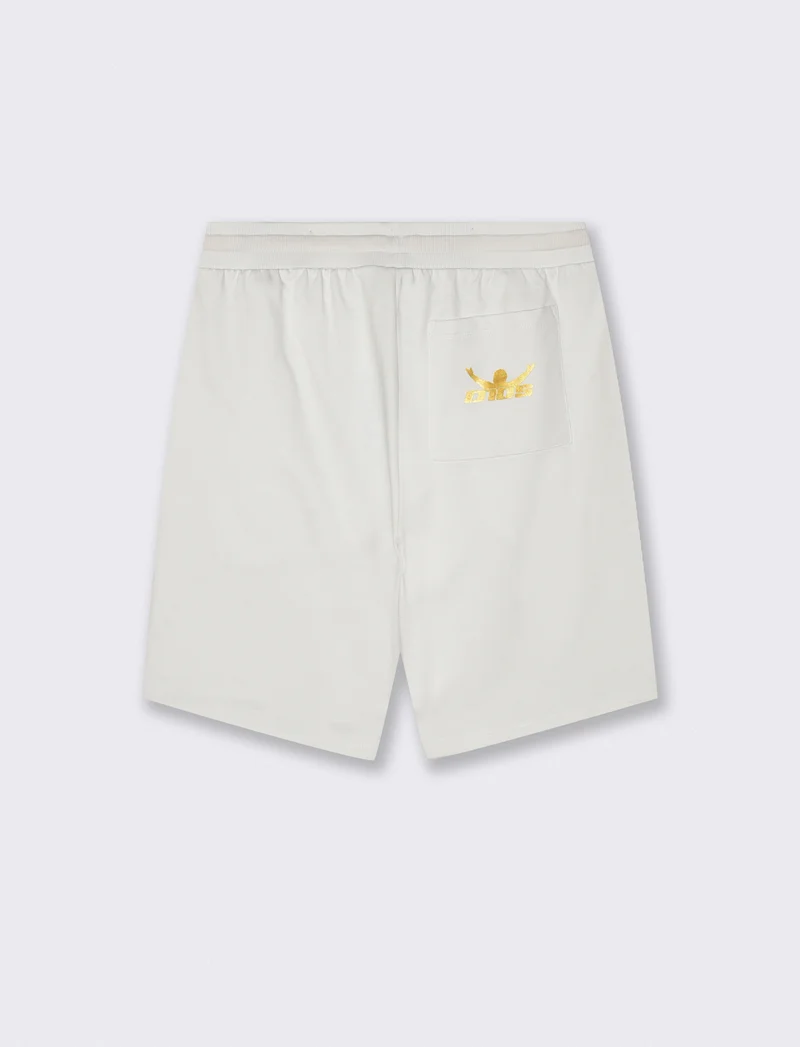Bermuda in felpa leggera D10S con stampa - Bianco