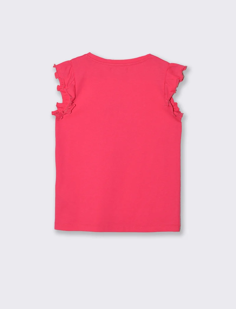 T-shirt estiva bambina con stampa colorata - Fuxia