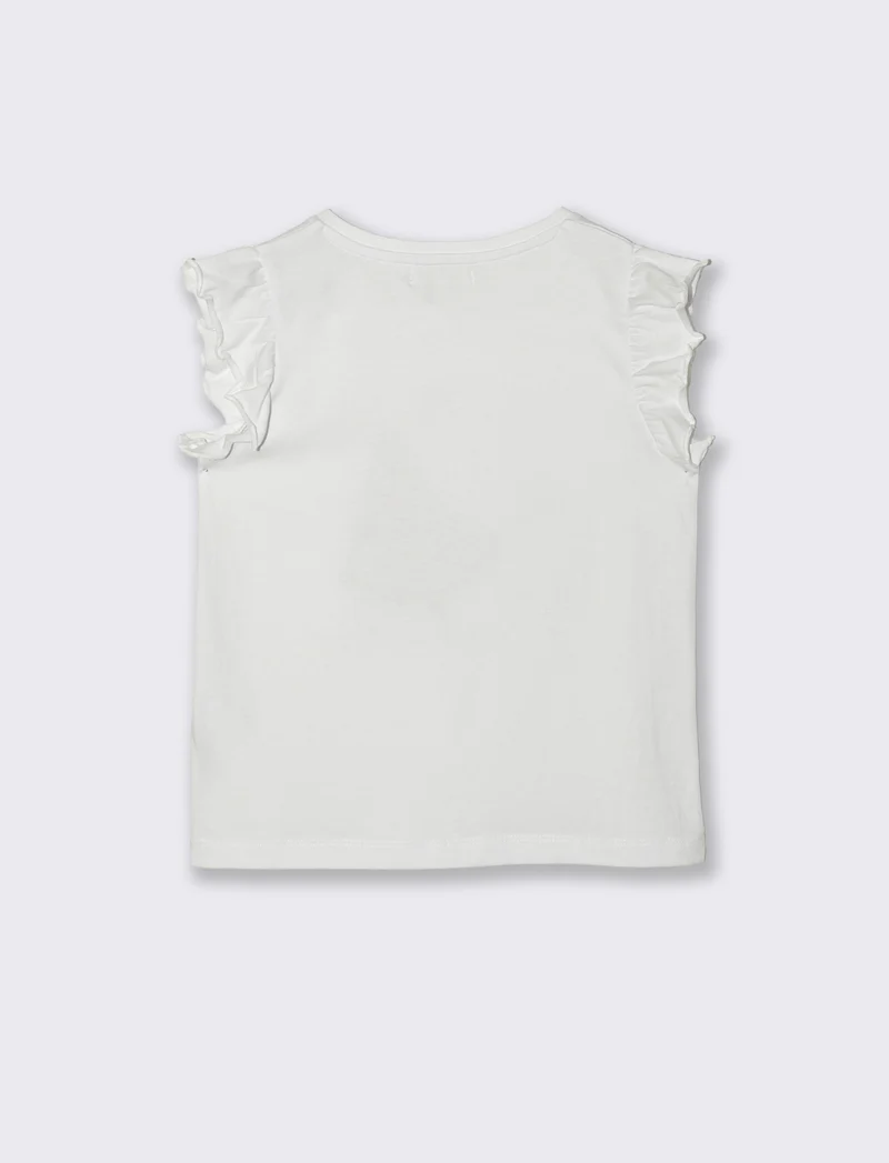T-shirt estiva bambina con stampa colorata - Bianco