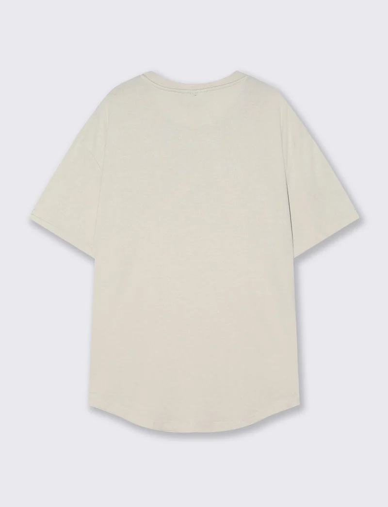 T-shirt girocollo loose fit con fondo stondato - Grigio ghiaccio