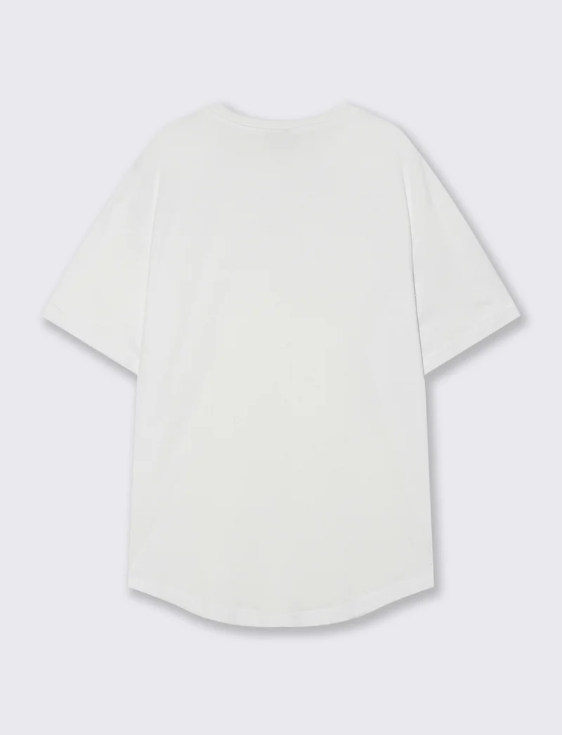 T-shirt girocollo loose fit con fondo stondato - Bianco