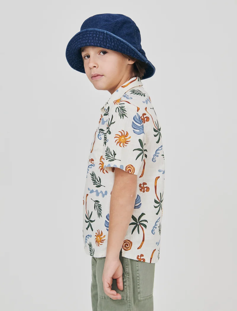 Camicia in cotone stampa fantasia mezza manica - Fantasia