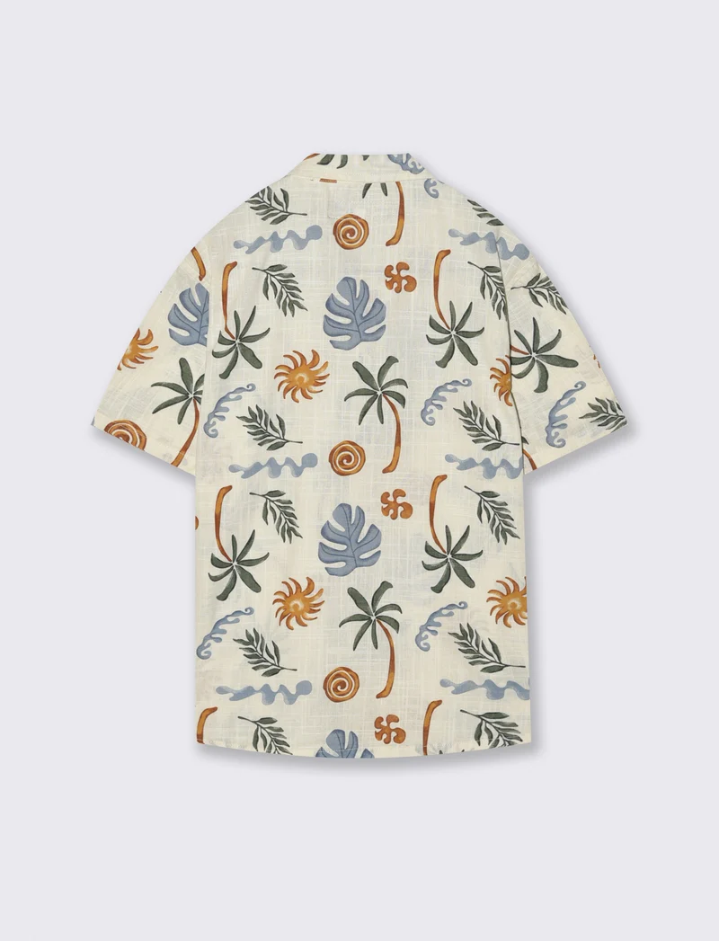 Camicia in cotone stampa fantasia mezza manica - Fantasia