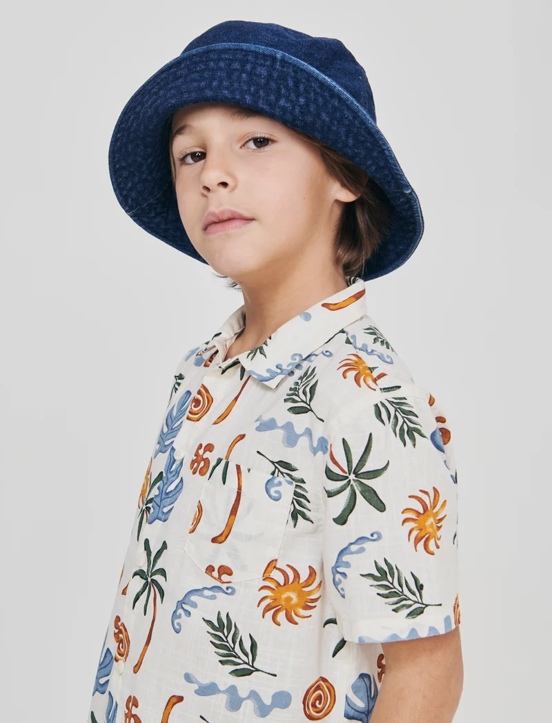 Camicia in cotone stampa fantasia mezza manica - Fantasia