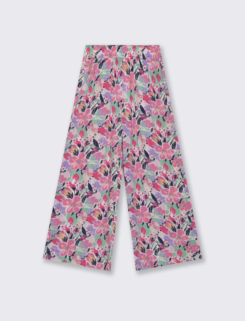 Pantaloni wide leg in viscosa brillante - Fantasia