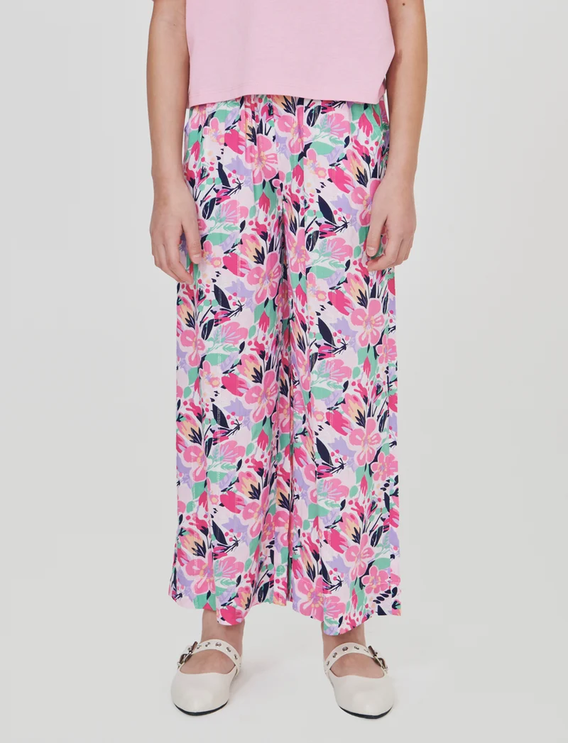 Pantaloni wide leg in viscosa brillante - Fantasia