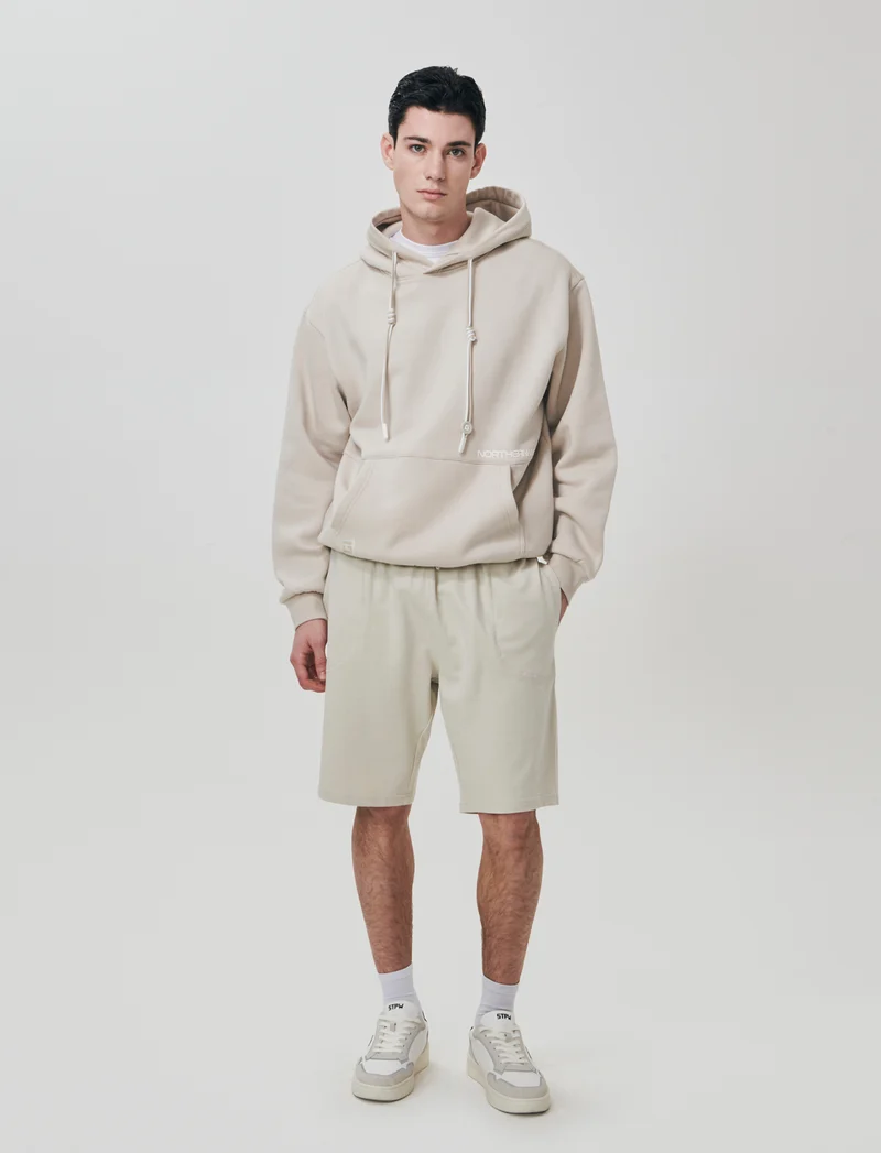 Bermuda in felpa con vita jogger regolabile - Grigio ghiaccio