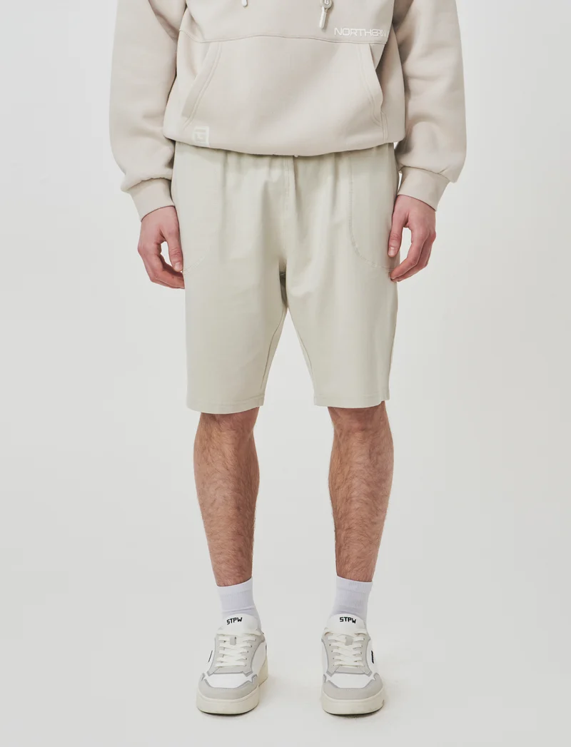 Bermuda in felpa con vita jogger regolabile - Grigio ghiaccio