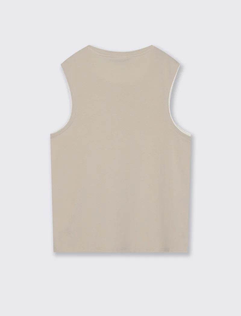 T-shirt senza maniche finto doppio capo - Grigio ghiaccio