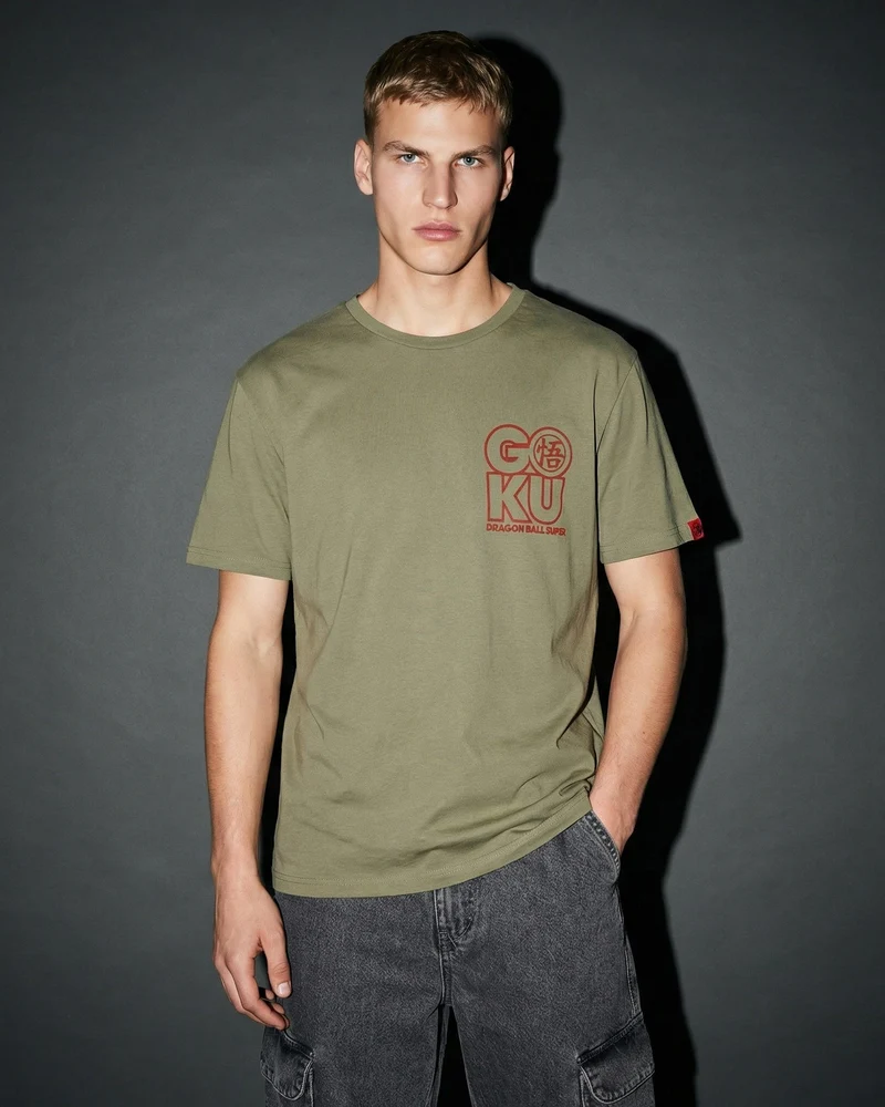 T-shirt Dragon Ball con stampa originale - Verde militare