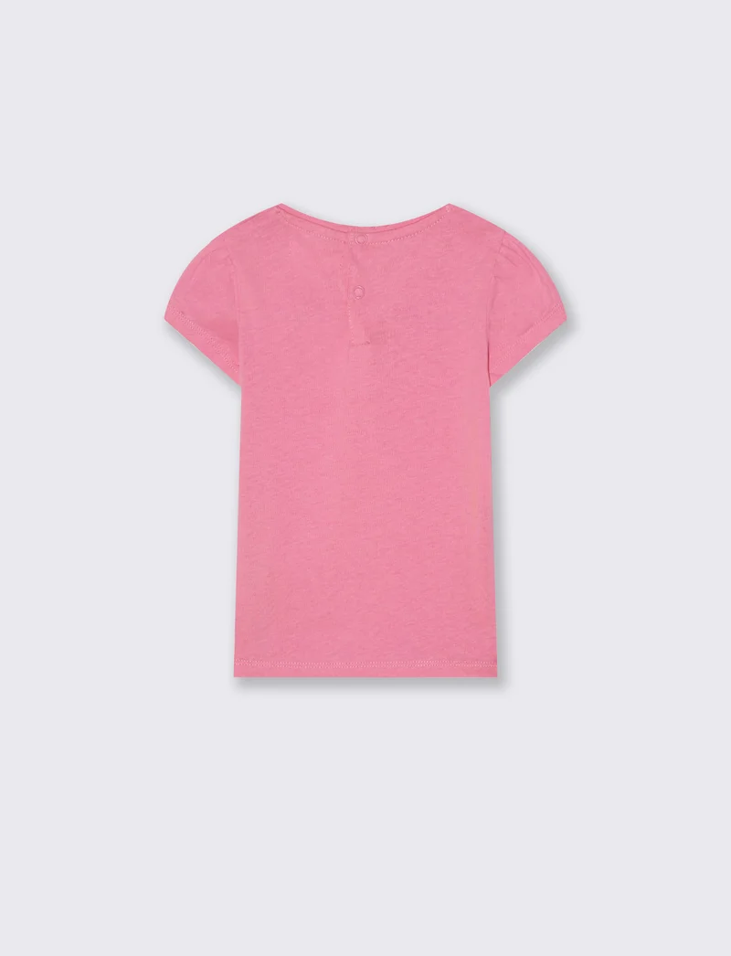T-shirt girocollo manica corta con stampa - Rosa big bubble