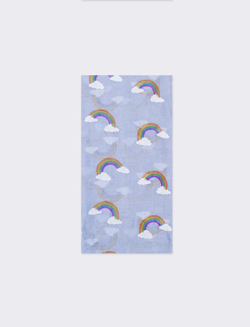 Foulard bambina stampa arcobaleno 50 x 180 cm - Blu