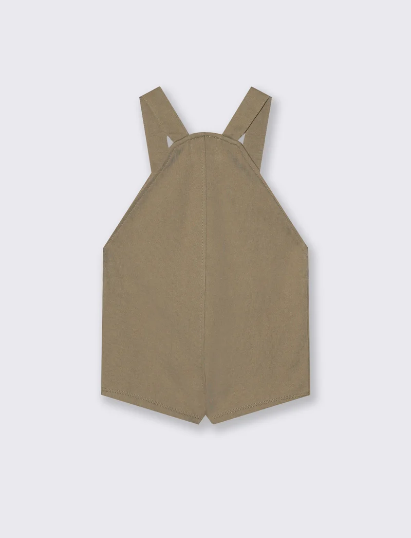 Salopette corta in felpa sportiva con tasca - Grigio mastice