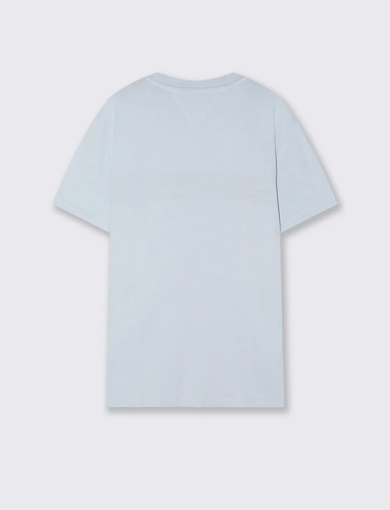 T-shirt con fascia e ricamo sul petto - Celeste polvere