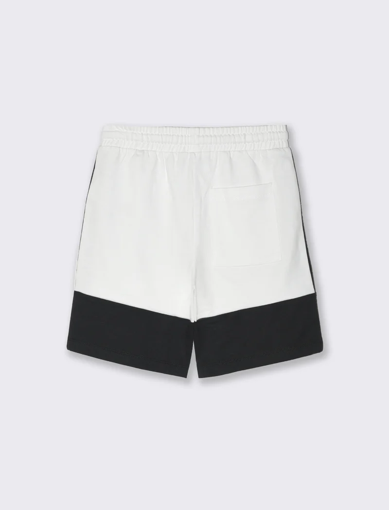 Bermuda in felpa con contrasti in tessuto da bambino - Bianco