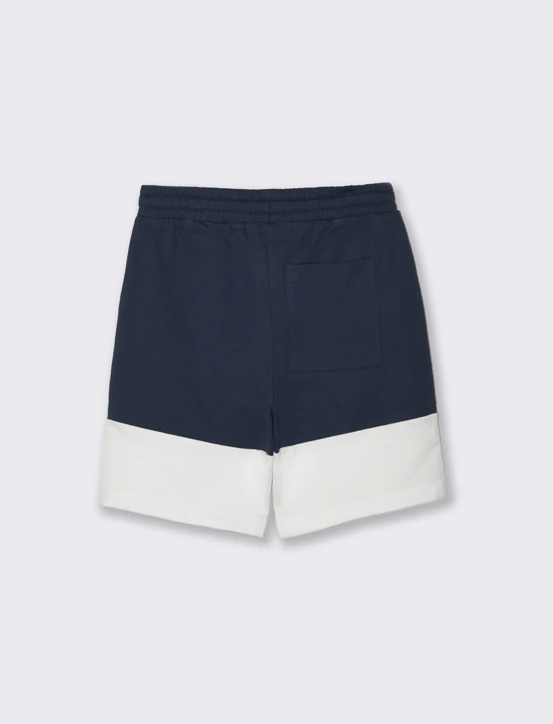 Bermuda in felpa con contrasti in tessuto da bambino - Blu