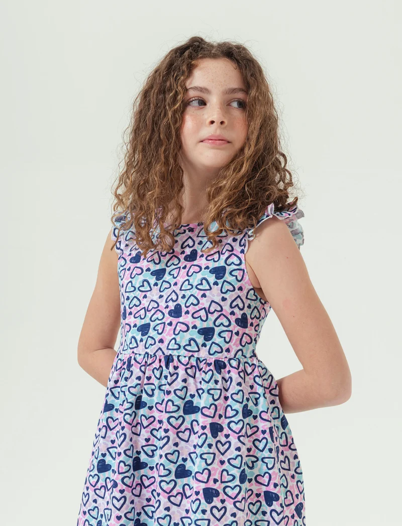 Abito in jersey con stampa all over da bambina - Fantasia