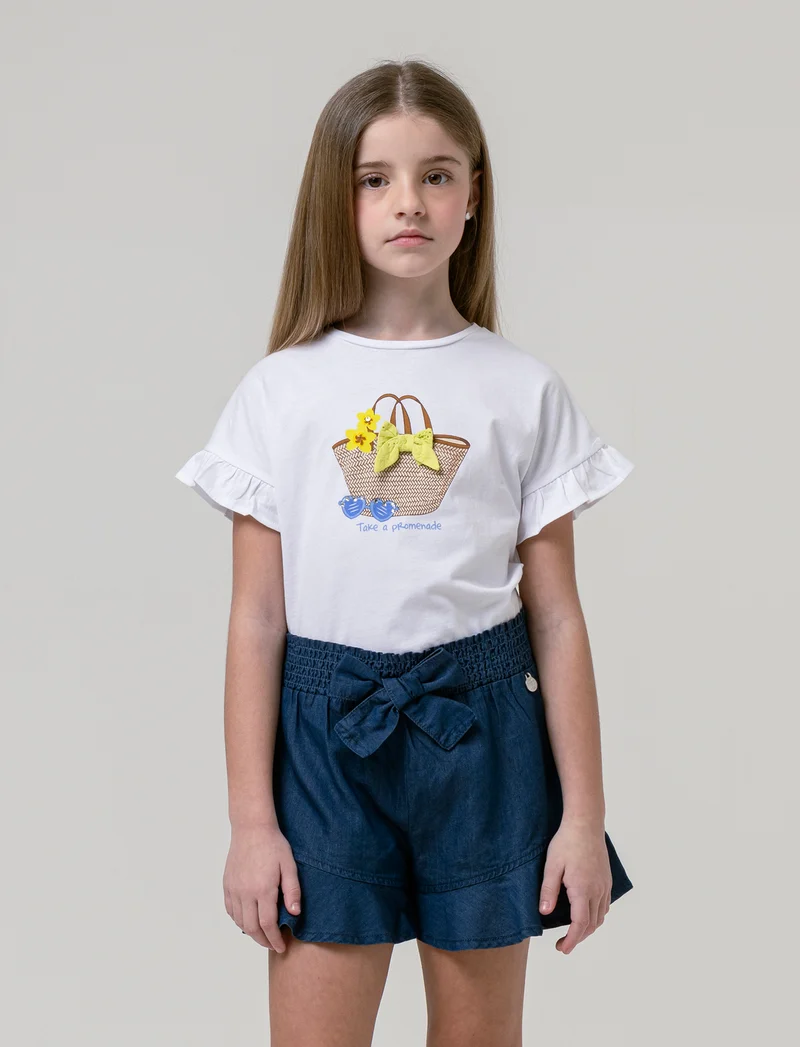 T-shirt in cotone vestibilità loose da bambina - Bianco