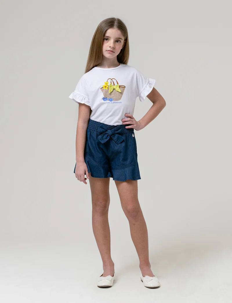 T-shirt in cotone vestibilità loose da bambina - Bianco