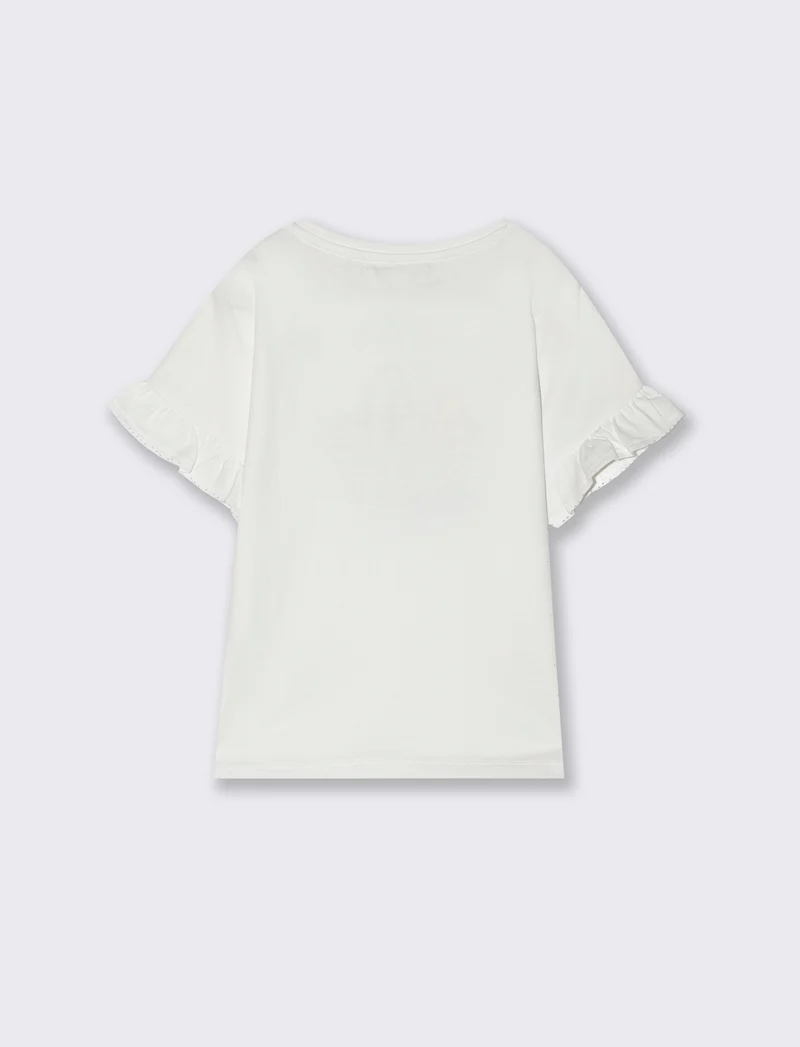 T-shirt in cotone vestibilità loose da bambina - Bianco