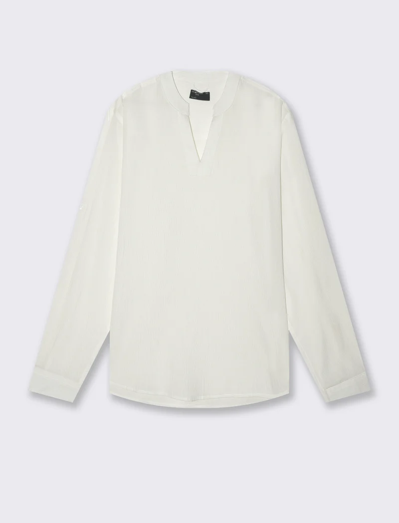 Casacca coreana effetto crepe da uomo - Bianco
