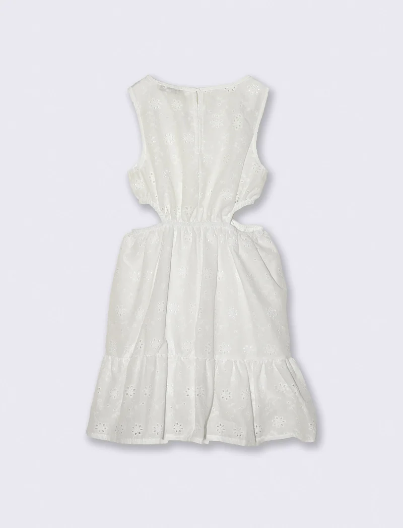 Abito leggero da bambina in pizzo san gallo. - Bianco