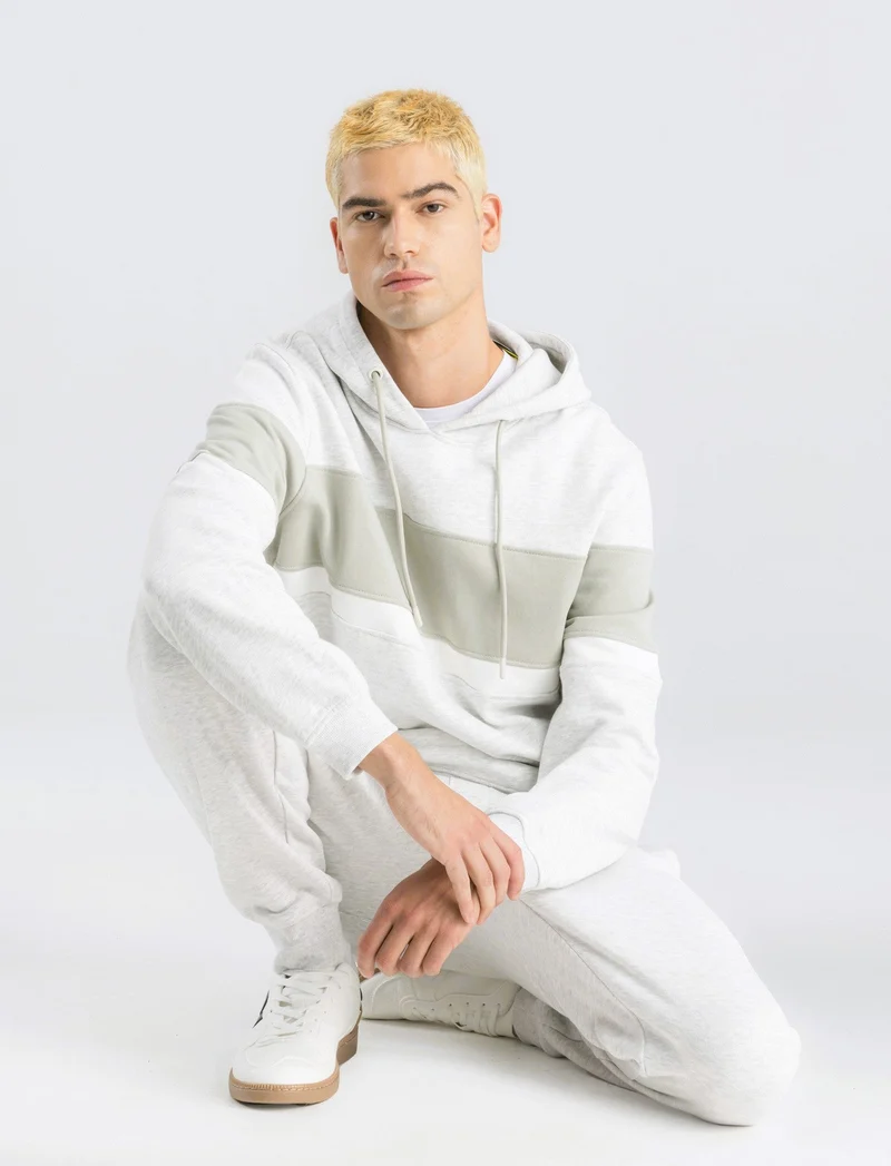 PANTALONI JOGGER IN FELPA CON STAMPA FLOCK - Grigio mel.