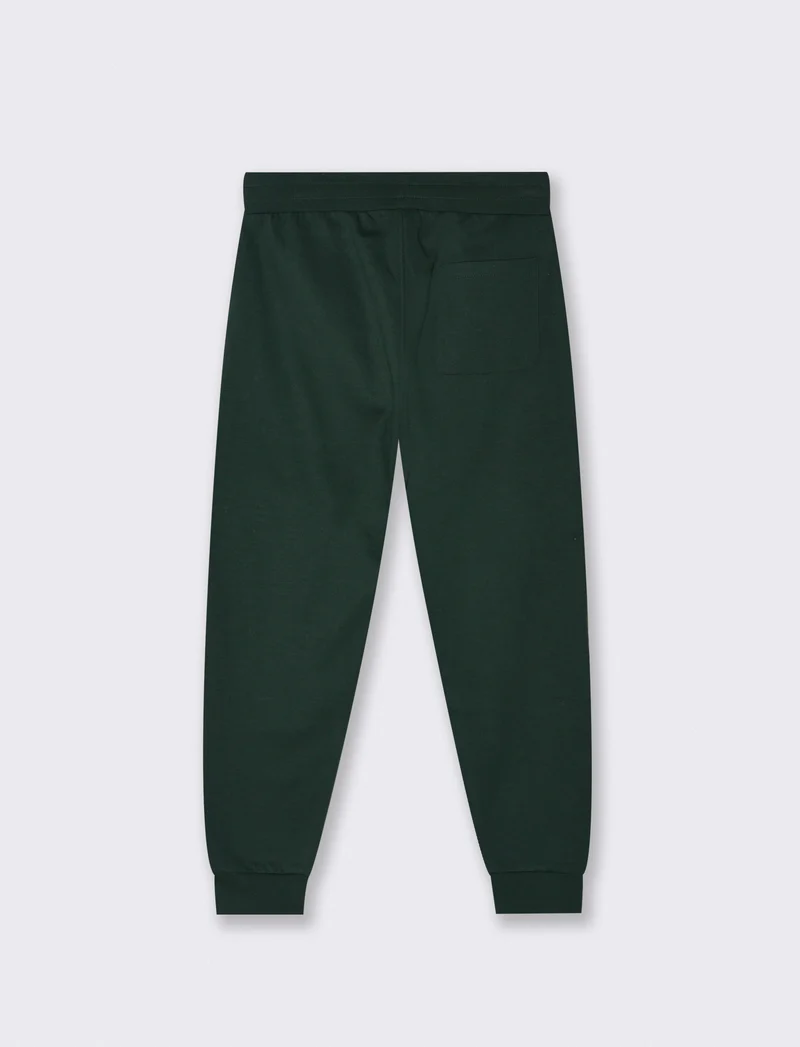 PANTALONI JOGGER IN FELPA CON STAMPA FLOCK - Verde scuro