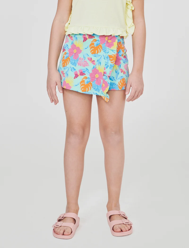 Shorts in felpa da bambina con rouches - Fantasia