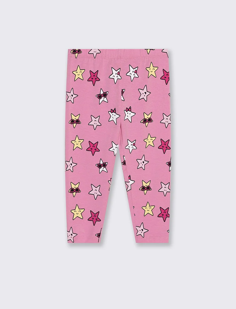 Leggings in jersey elastico a fantasia - Rosa candy