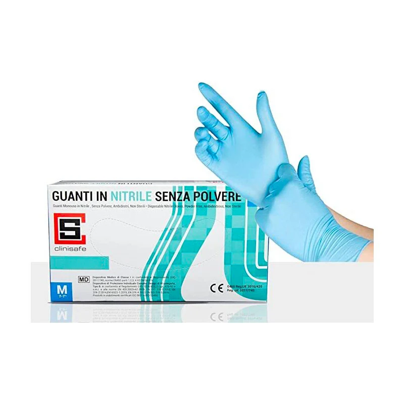 Guanti in Nitrile Blu senza Polvere Media CPM 100 Pz