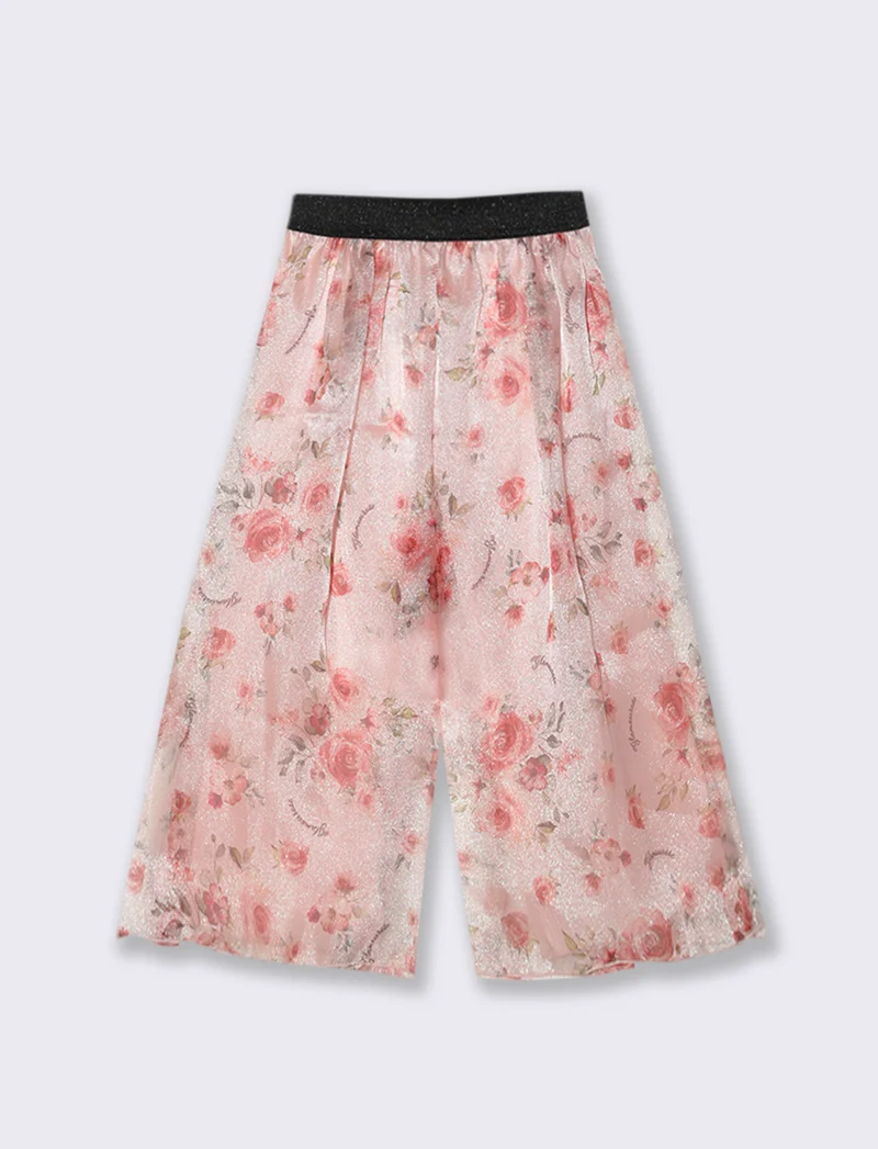 Pantaloni eleganti in tessuto a fantasia floreale. - Fantasia