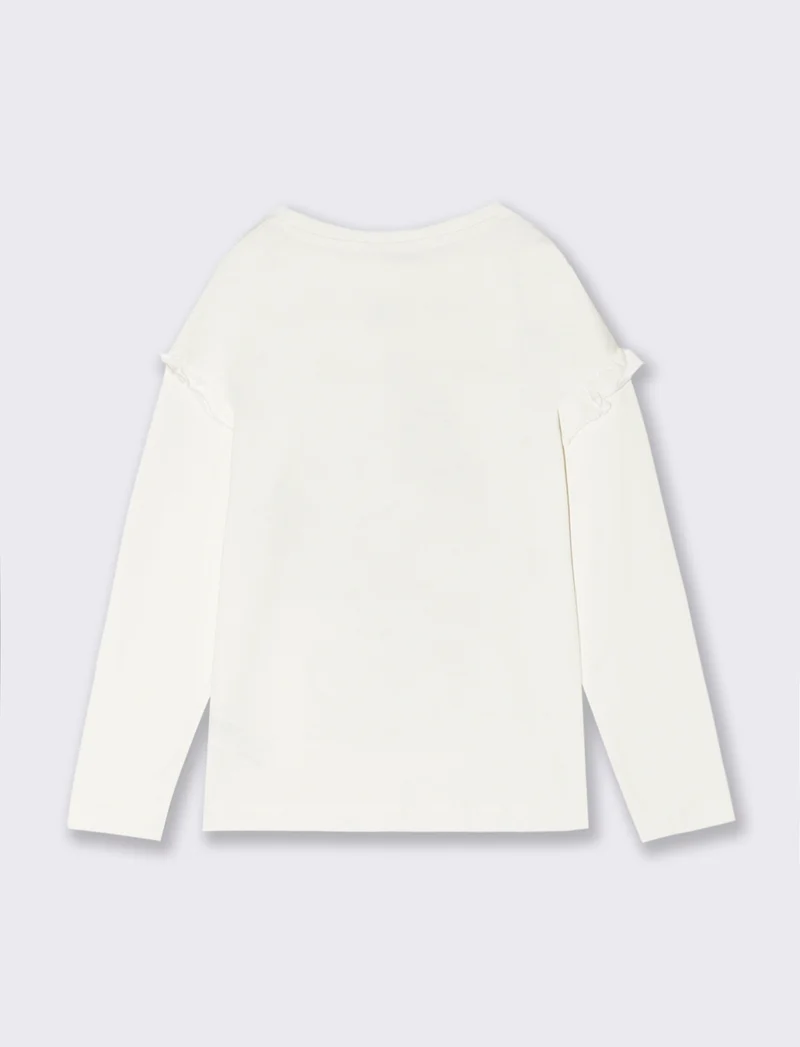 T-shirt manica lunga con stampa natalizia Disney Minnie. - Bianco