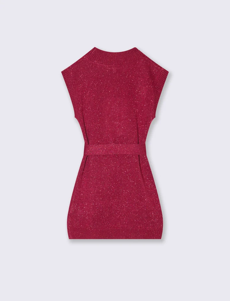 Vestito giromanica in maglieria da bambina. - Viola malva