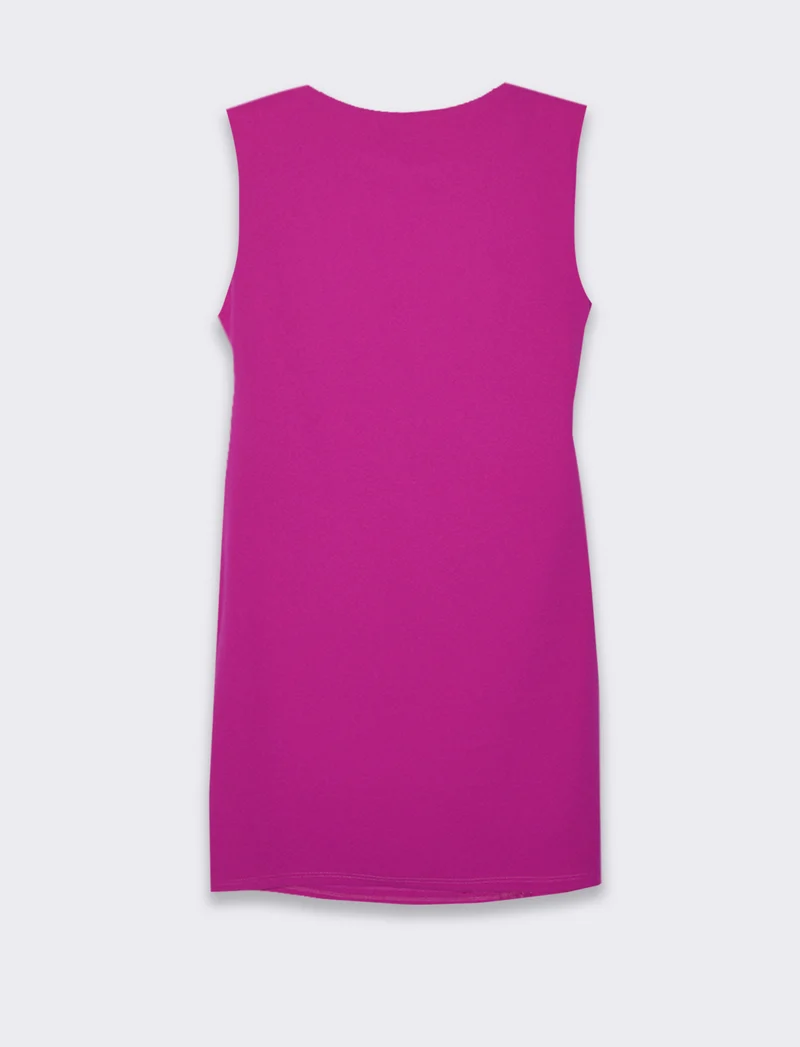 Vestito in tessuto elastico, arriccio sul fianco. - Fuxia