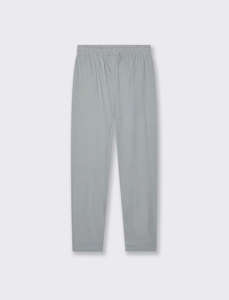 Pantalone in tessuto elasticizzato con coulisse in vita - Grigio