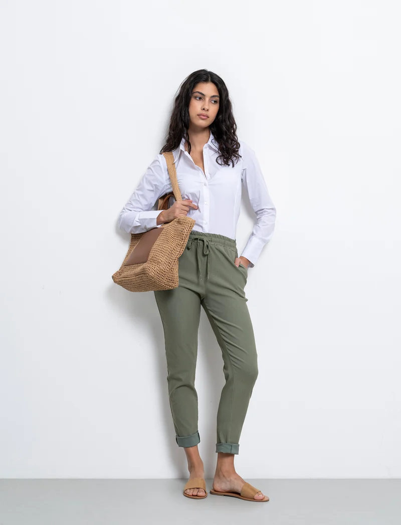 Pantalone in tessuto elasticizzato con coulisse in vita - Ve.milit.