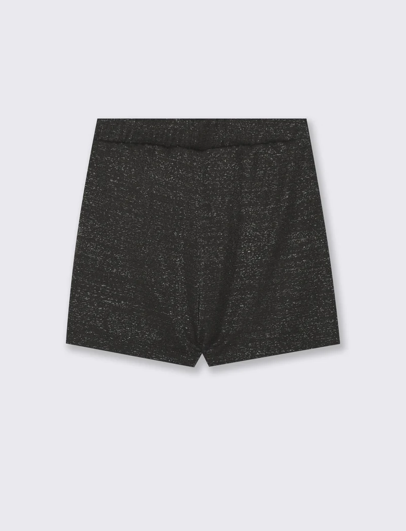 Short finta gonna in punto milano elastico con dettagli in fibra metallica. - Nero