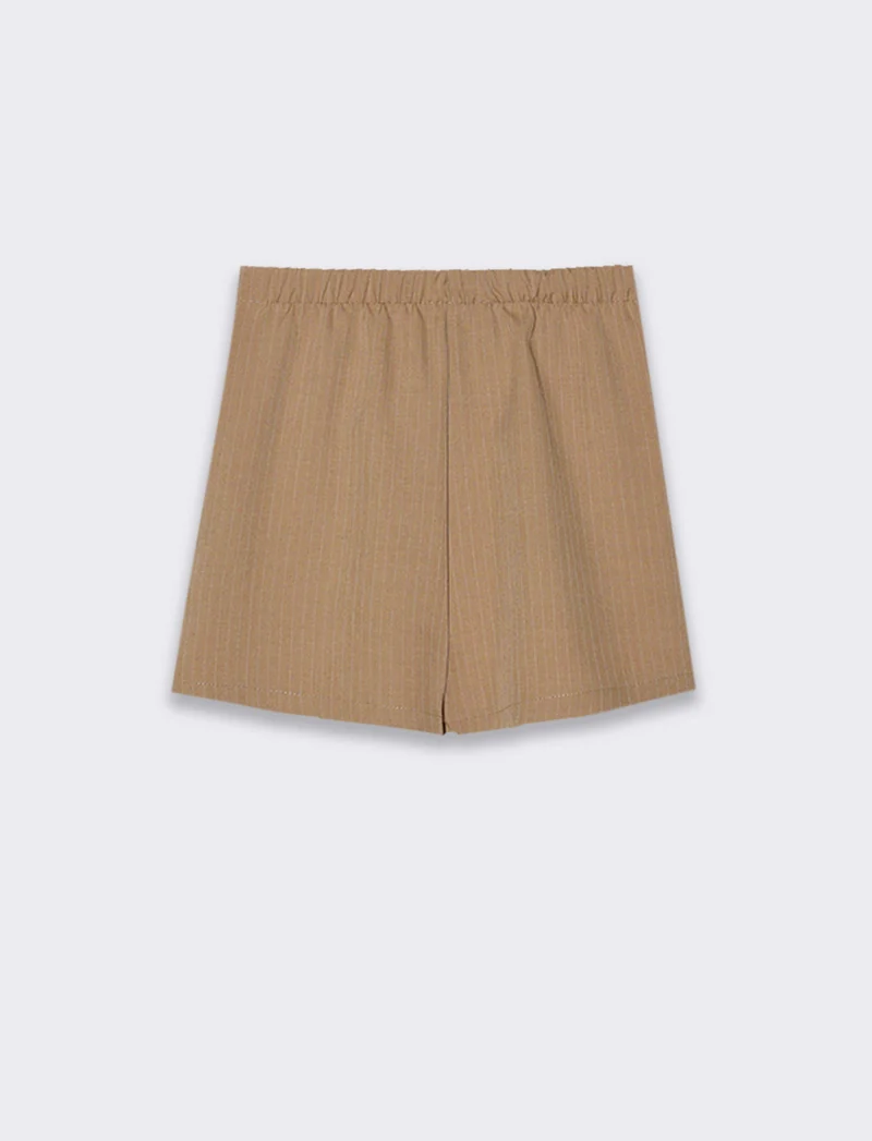 Short finta gonna elegante in tessuto gessato - Beige