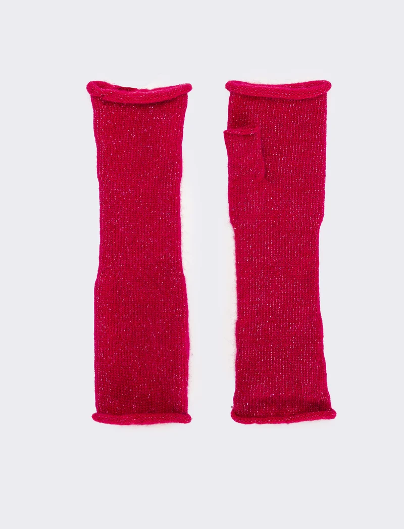 Guanto manicotto con dito lurex donna - Fuxia