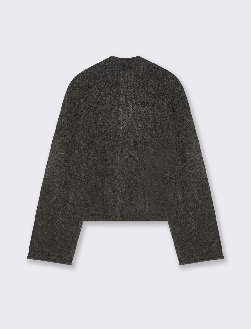 CARDIGAN CON BOTTONI EFFETTO TARTARUGATO - Antracite melange