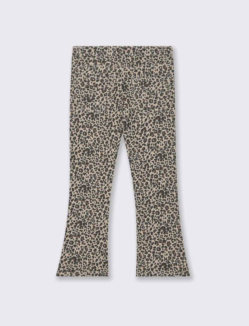 Pantaloni elastici a zampa stampati con fantasia leopardata. - Maculato