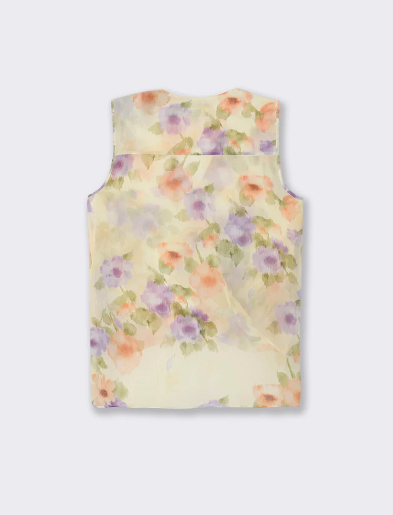 Top in fantasia in tessuto leggero - Giallo