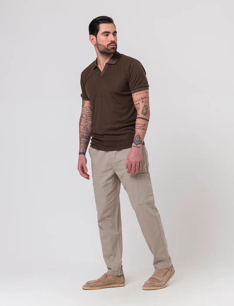 Pantaloni cargo in tessuto armaturato da uomo - Verde salvia