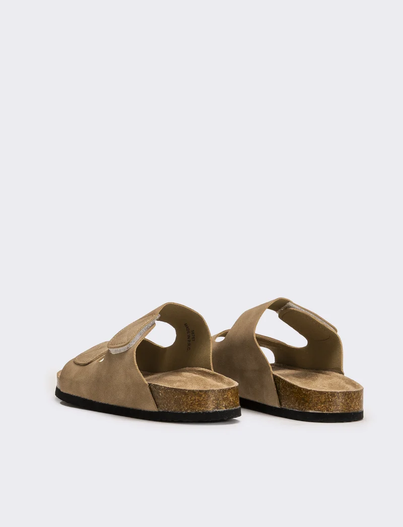 Sandalo con doppia fibbia a strappo da bambino - Beige