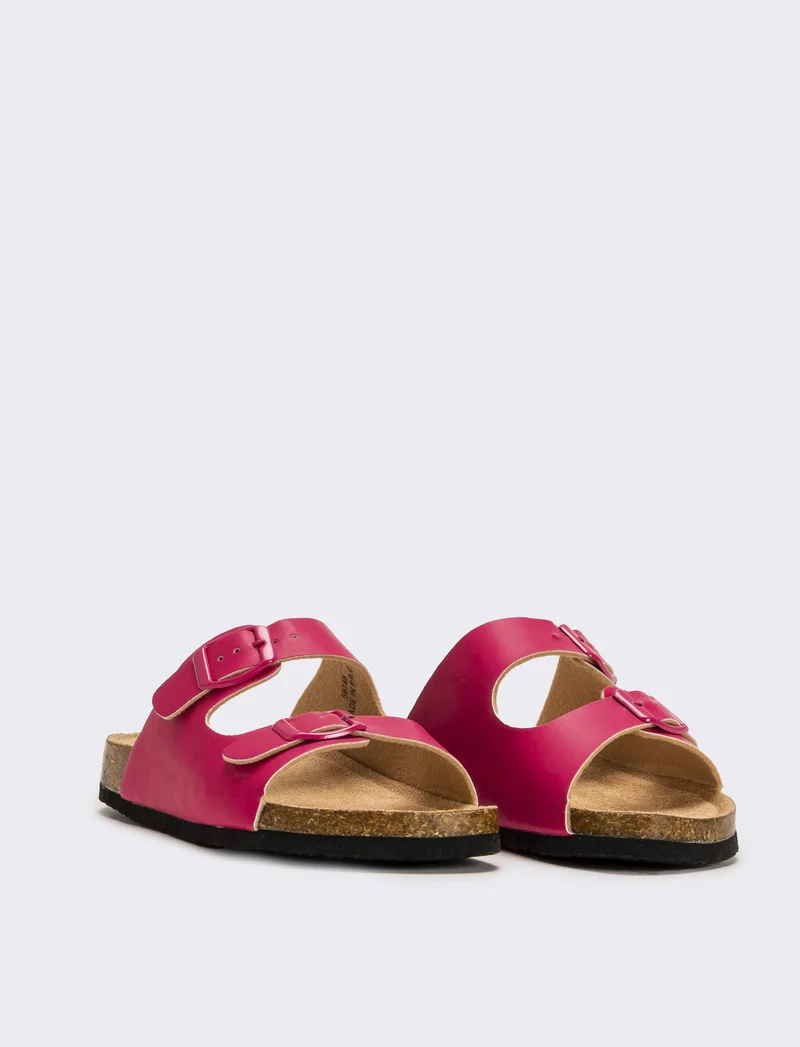 Sandalo con doppia fibbia da bambina - Fuxia