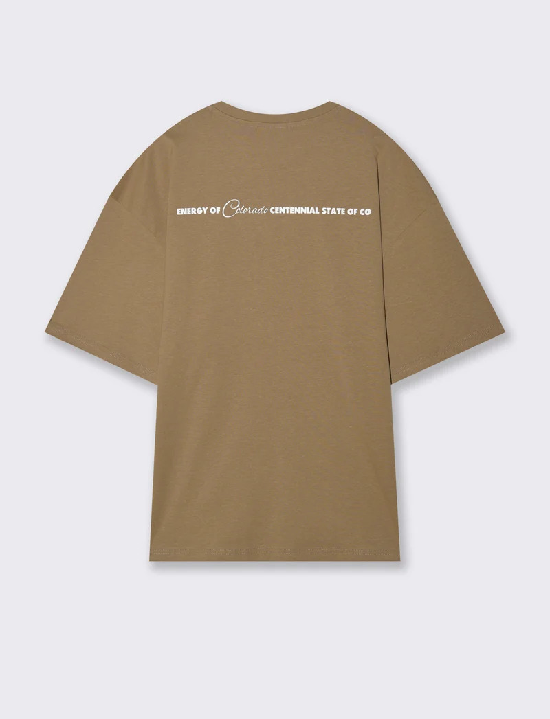T-shirt boxy fit con stampa da uomo - Grigio tortora