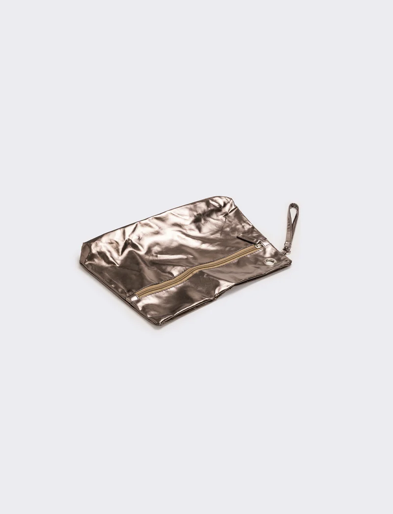 Pochette donna in vernice liscia con maniglia - canna di fucile