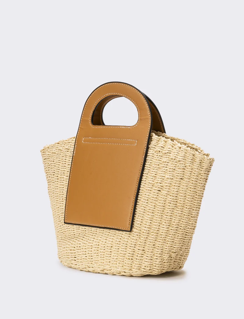 Borsa donna cesto con manici a maniglia - Bianco natural