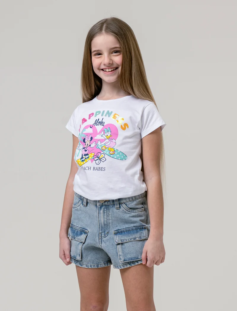 T-shirt Disney Minnie and Daisy con paillettes da bambina - Bianco
